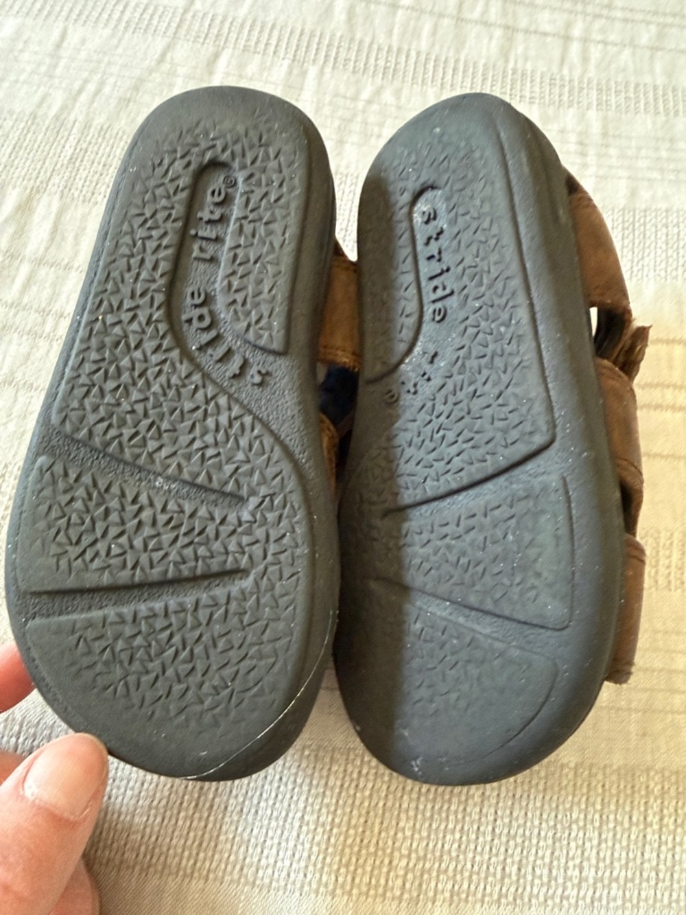 Stride Rite Brown Leather Toddler Sandal with Double Velcro Straps - Picture 6 of 8